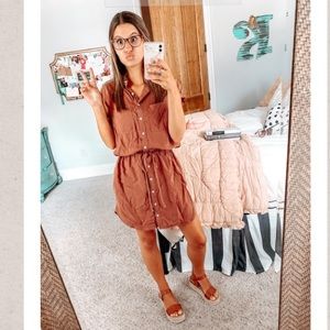 Burnt orange tie dress
